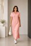 Pink Polo Neck Modal Fabric Slit Long Dress - 3