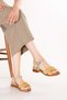 Women's Genuine Leather Short Heeled Daily Sandals Iz.23106 Khaki - Yellow - 7
