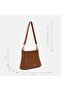 Women's Tan Textured Zip Detail Messenger Bag - 7