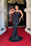 Sequin Fabric Drape Detailed Evening Dress - Dark Blue - 2