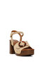 Women's Beige Ankle Buckle Platform Thick Heeled Suede Sandals 26Sfe465910 - 8