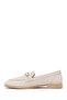 Women's Cream Buckle Masculine Leather Loafer 26Pfd2300Ft - 3