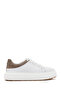 Men's White Lace-Up Thick Sole Sports Shoes, Genuine Leather Sneaker 25Sfd641618