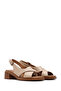 Women's Beige Ankle Buckle Short Heeled Leather Sandals 26Sfd341418 - 2