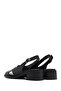 Women's Black Ankle Buckle Short Heeled Leather Sandals 26Sfd341418 - 6