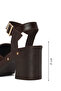 Women's Brown Ankle Buckle Thick Heeled Suede Leather Sandals 26Sfd240310 - 4
