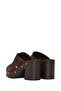 Women's Brown Thick Heeled Suede Leather Slippers 26Sfd240210 - 7