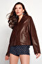 Jill Women's Brown Short Leather Jacket 26Sgd52982Z - 3
