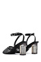 Women's Black Ankle Buckle Stone Transparent Thick Heeled Shoes Sandals 25Sfe481714 - 7