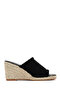 Women's Black Wedge Heeled Suede Leather Espadrille Slippers 25Sfd150510