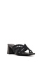 Women's Black Thick Heeled Knitted Metallic Slippers 26Sfd442232 - 8