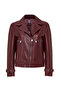 Paloma Women Burgundy Short Oversized Biker Leather Jacket 25Wgd5608Ve - 3