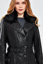 Brenda Women's Black Fur Leather Trench Coat 17Wge53401M - 5