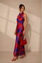 Women's Degaje Collar Colorful Satin Dress