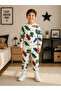 Boys' Cotton Fabric White Color Holiday Car Pattern Long Sleeve Winter Pajama Set