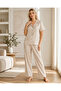 Women's Buttoned Satin Fabric Patterned Summer Pajama Set 88-138 88-138 - 4