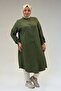 58092 Plus Size Double Button Detailed Muslin Shirt - Khaki - 5