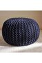 Vivian Cable Knit Round Pouf 50x50x40 Cm- Blue - 6