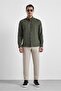 Dark Green Slim Buttoned Collar Plain Casual Shirt - 7