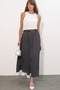 Women's Belted Long Polka Dot Skirt 8078 - Black - 3