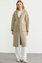 Shawl Collar Snap Fastener Long Knitwear Cardigan - Mink - Brown - 4