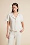 Solid Buttoned Half-Sleeve Top