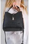 Women's Black Embossed Printed Hand and Shoulder Bag-Nb4002 - 4