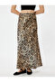 Long Satin Leopard Skirt Standard Waist - 3