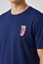 Men's Cotton Teddy Bear Pattern Crew Neck Sort Set Navy Blue - 4