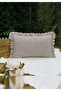 Pera Cotton Linen Ruffled Natural Beige Rectangular Cushion Cover-Rustic, Hand-Stitched, Cushion Cover-35X50Cm - 5