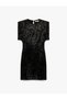 Slim Fit Short Batwing Sleeve Crew Neck Sequined Mini Dress - 4