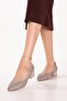 Genuine Leather Laser Perforated Short Heeled Shoes Shhn.1098 Mink - 5