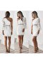 Romantic Lace Single Sleeve Asymmetrical Slim Lined Mini Invitation Dress Ecru - 8