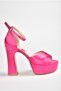 Fuchsia Satin Fabric Platform Heeled Women's Evening Dress Shoes M348202504 - 5