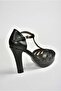 Black/Platinum Platform Heeled Women's Shoes M348010009 - 6