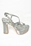 S246059507 Silver Glitter Platform Heeled Women's Evening Dress Shoes - 6