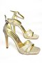 S251146014 Gold Glitter Thin Heeled Women's Shoes - 8