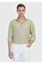 Light Green Plain Casual Fit Long Woven Casual 100% Linen Shirt