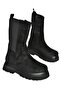 R267043102 Black Suede Stretch Thick Soled Women's Boots - 5