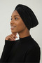 Cross Pleated Band Lined Black Ready-To-Wear Turban Hijab Pool Cap Suitable for Medical Use - 5