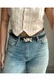 Mesa Floral Patterned Gold Buckle Jacket Belt, Dress Belt, Trouser Belt - 2
