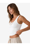 X Şahika Ercümen - Cotton Shell Detailed U-Neck Tank Top Blouse - 3