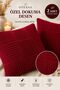 Embossed Patterned Soft Textured Decorative Throw Pillow Cover Set of 2 Burgundy Color Modern Pillowcase - 4