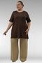 58507 Large Size Collar Piped Combed Cotton T-Shirt - Brown