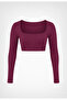 Women's Long Sleeve U-Neck Seamless Gathering Sports Bustier - 7