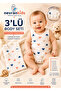 Newborn Baby Kids 3 Piece Bodysuit Set