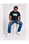 Men's Large Size Crew Neck T-Shirt Natural 26134 Black - 3