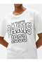 Crew Neck T-Shirt Short Sleeve Slogan Embroidered Cotton - 5