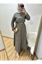 Hijab Belt Blouse Skirt Double Set Mink Color