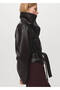 Maxi Flap Detailed Leather-Look Jacket - 7